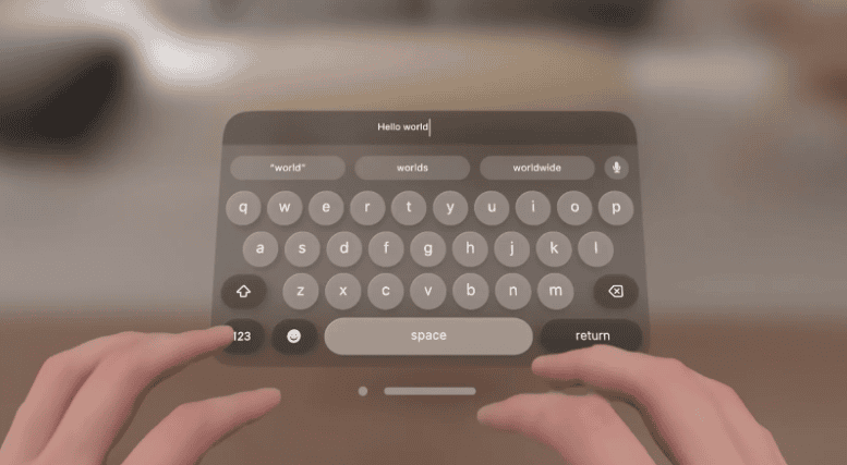 苹果分享在Vision Pro头显中用虚拟键盘打字的体验：采用特殊设计