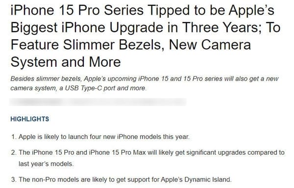 iPhone 15 Pro加价也买！外媒：苹果三年来最大升级