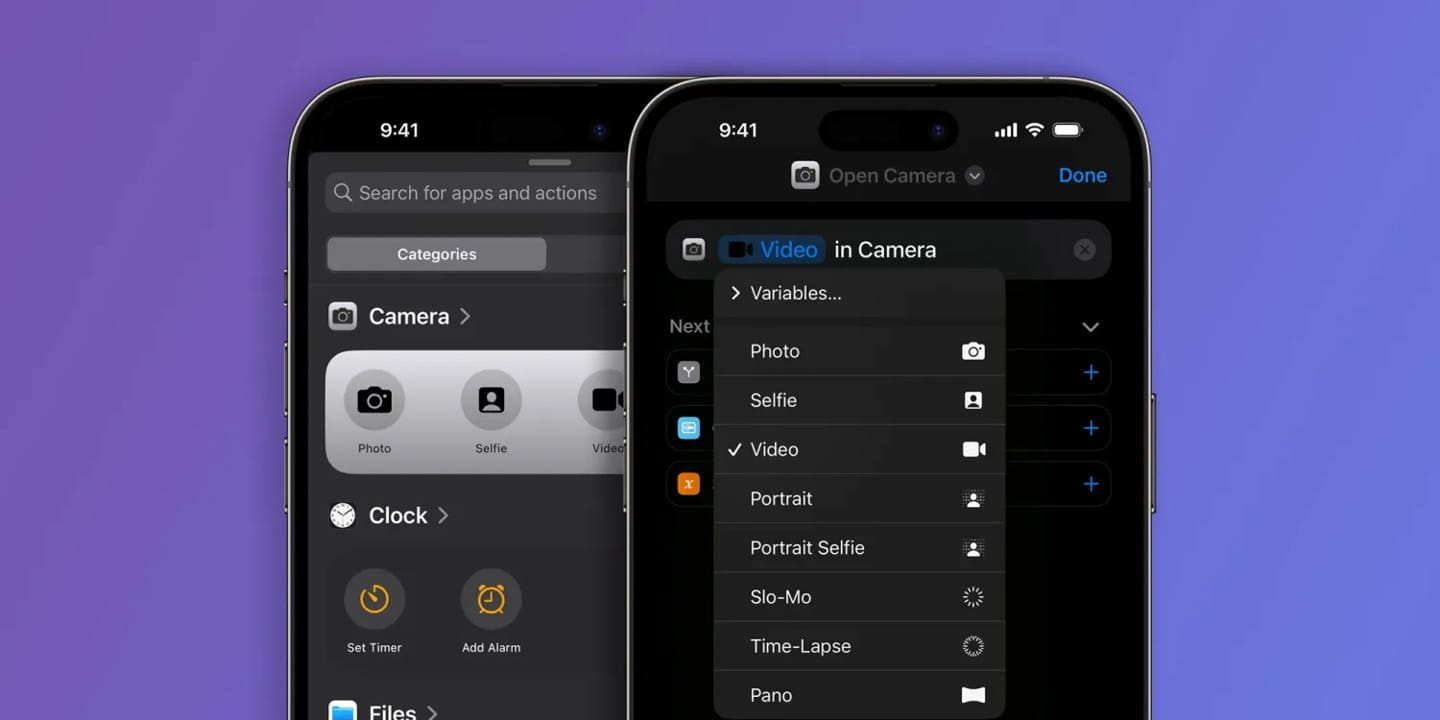 苹果 iOS 17 新特性：通过捷径可直接启用 9 种相机模式