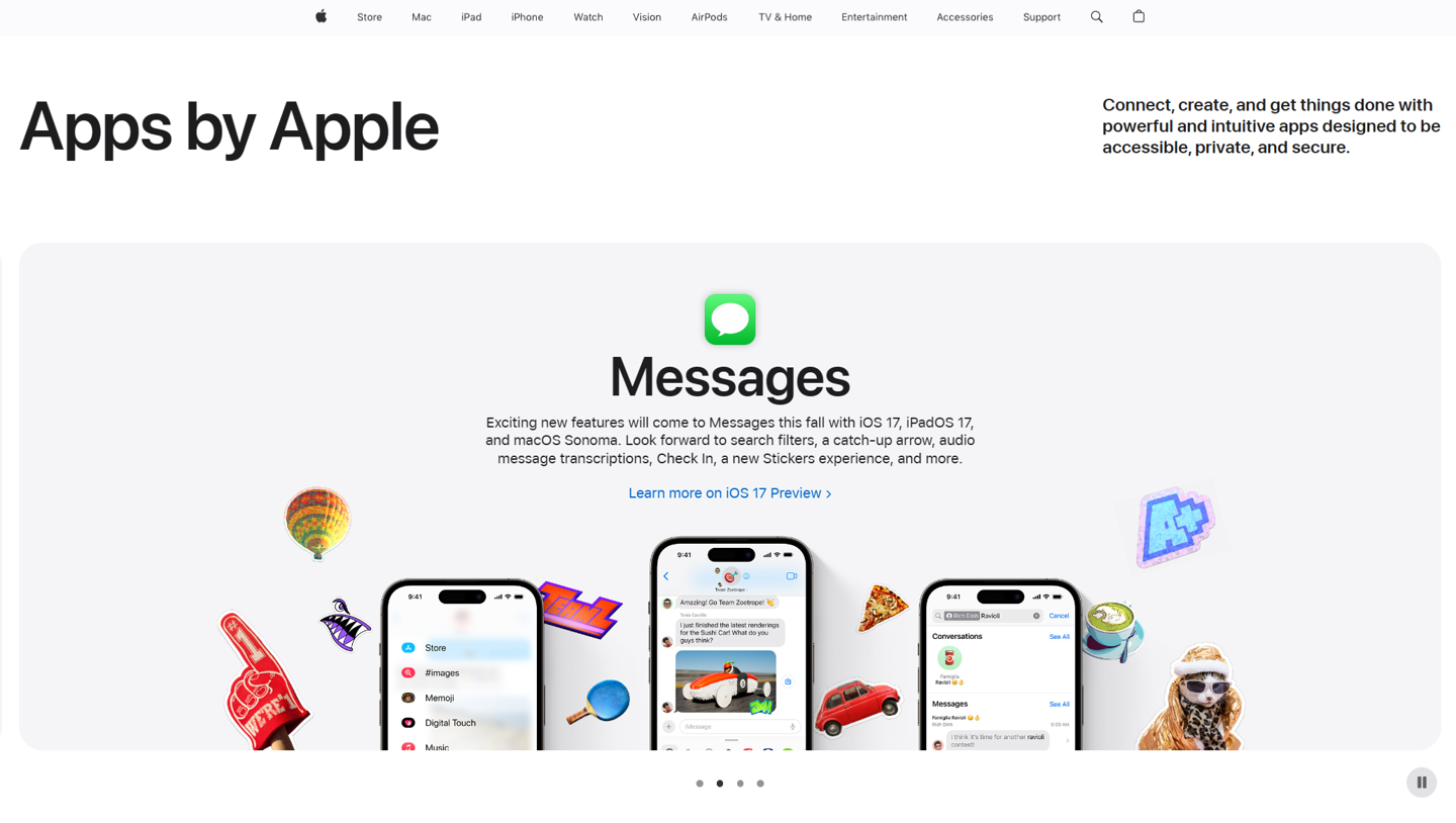 苹果上线“Apps by Apple”网站：披露旗下应用信息、展示官方 UI 设计