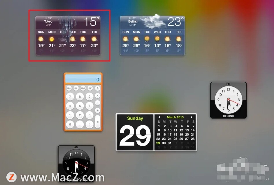 如何使用Mac电脑中的天气小工具？