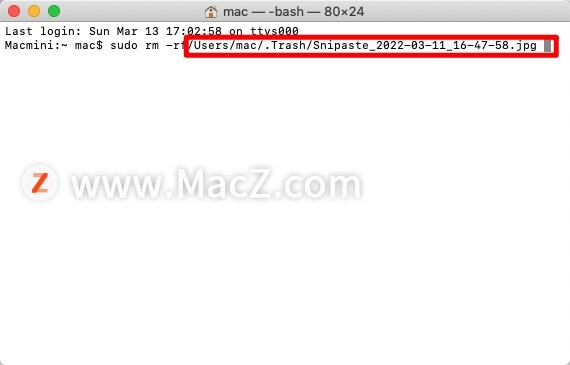 如何在Mac电脑终端程序中删除无法删除的文件？